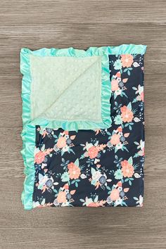 Mint Floral Minky Blanket - Sparkle in Pink Fleece Projects, Tie Blanket, Memory Blanket, Sparkle In Pink, Tie Blankets, Blanket Ideas, Figs Scrubs, Minky Blanket, Car Ride