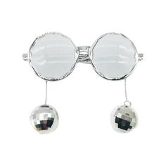 Description: Get ready to shine at your next party with our unique Disco Ball glasses Set! These funky sunglasses feature a disco ball pendant on the end, giving them a retro and fun vibe. Available in four vibrant colors, you can mix and match them to create the coolest look and stand out from the crowd. Perfect for disco-themed events, bachelorette parties, fancy dress parties, and more, these one-size-fits-all glasses are designed to show off your style and uniqueness. The frame length is 6.3 Carnival Accessories, Disco Party Outfit, Led Sunglasses, Ball Accessories, Posing For Photos, Disco Party Decorations, Funky Sunglasses, Glitter Glasses, Scarf Necklace