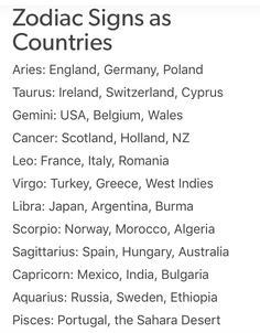 the zodiac signs as countries are shown in this screenshoter's phone screen