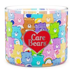 the care bears candle holder is filled with teddy bears