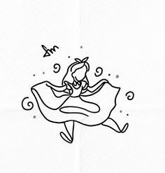 a drawing of a woman flying through the air