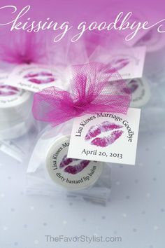 Looking for a way to say “thank you” for sharing your journey? How about a Divorce Party favor with your special message. They’re lip balms filled with moisturizing ingredients to kiss married life goodbye. They’re flavored like your favorite cocktails for toasting new beginnings. See how we can personalize for you! #divorceparty #divorcedaf Lip Balm Ingredients