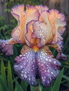 a purple flower with water droplets on it