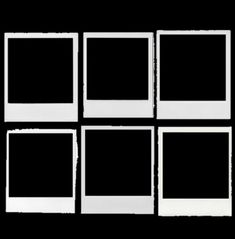 six white frames are arranged in the shape of four squares on a black background