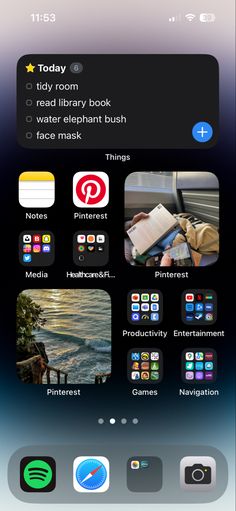 an iphone screen with several different icons on the phone, including books and other things