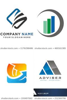 four different logos for business and company