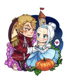 an image of two people dressed as fairy and knight kissing in front of a pumpkin