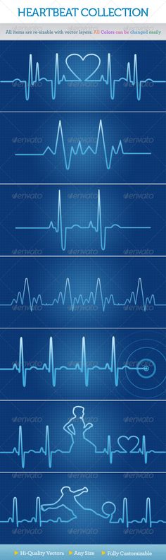 an info sheet showing the different types of waves and their corresponding lines in blue tones