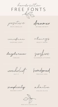 the different types of handwriting that are used to write calligraphy and handwritten font