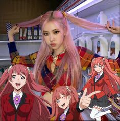 Blackpink Anime, Rosé Blackpink, Hair, Anime, Pink