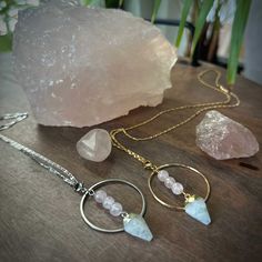 The Divine Feminine Founder Necklace--a mesmerizing blend of elegance and energy. This timeless piece features the enchanting duo of Rose Quartz and Moonstone, celebrating your strength, intuition, and grace. Crafted with precision and passion, this necklace embodies the essence of the Divine Feminine.  The combination of Rose Quartz and Moonstone creates a harmonious symphony of love, intuition, and emotional balance, supporting your client on their journey towards abundance, balance, focus, and creativity. Together, they invite your client to embrace the full spectrum of their emotions, trust their inner wisdom, and live from a place of authenticity and compassion. Wearing your Divine Feminine Founder Necklace is a transformative experience. Its delicate chain and intricately designed pe Bohemian Rose Quartz Necklaces For Meditation, Spiritual Quartz Necklaces For Meditation, Bohemian Rose Quartz Necklace For Meditation, Divine Feminine Necklace, Spiritual Rose Quartz Gemstone Necklaces, Crown Necklace, Quartz Rose, Divine Feminine, Free Jewelry