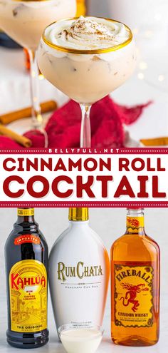 Learn how to make a cinnamon roll cocktail for one of the best holiday drinks ever! This easy Christmas cocktail is made with Rumchata, Kahlua, and Fireball! It has all of the best flavors of the holiday season and so simple to make. A must-try! Yummy Bar Drinks, Rumchata Fall Cocktails, Kahlua And Rumchata Drinks, Cinnamon Roll Cocktail Recipe, Alcohol Breakfast Drinks, Drinks With Vanilla Rum, Snickerdoodle Drink Alcohol, Rumchata Recipes Christmas, Booze Balls Cocktail Recipes