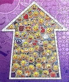 a house made out of many different emoticions on a jigsaw puzzle