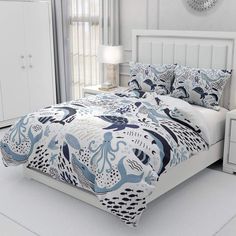 PRICES MAY VARY. 100% Microfiber Polyester Fuzzy Corduroy Package and Size: This bedding set include 3 Pieces. Available in duvet cover Full: 1 duvet cover 79"x90" and 2 pillowcases 20"x30" Unique Design: Use latest 3D printing technology with clear patterns and bright colors. Just change the duvet cover to update your any themed bedroom decor Material: Made of 100% high strength washed soft polyester microfiber, which is more comfortable and breathable, skin-friendly, feeling smooth, lightweigh King Bedspreads, Boys Duvet Cover, Octopus Pattern, Whale Decor, Unicorn Room, Bethany Beach, Full Bedding Sets, Designer Bedding Sets, Twin Bed Sets