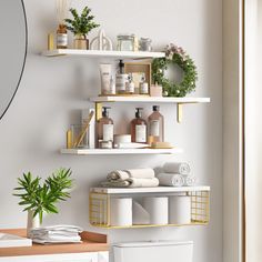 the bathroom is clean and ready to be used as a storage area for toiletries