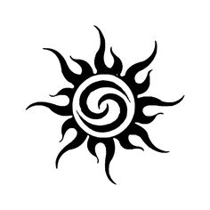 a black and white sun with the letter at in it's center, on a white background