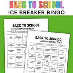 back to school ice breaker bingo game with the text back to school on it