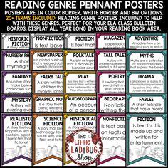 a poster with the words reading, gene penant posters and other things in it