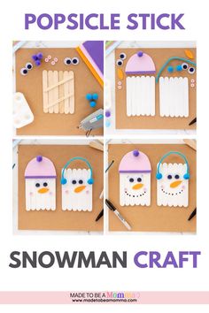 A simple and fun popsicle stick snowman craft perfect for little fingers. It makes for a great winter activity during a snowy afternoon.