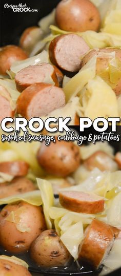 some food is being cooked in a skillet with the words crock pot on it