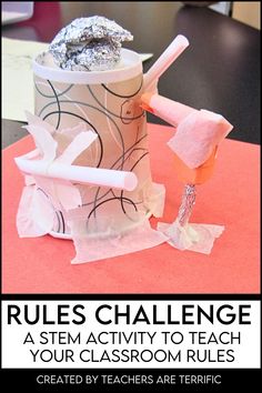 STEM Challenge perfect for the beginning of the school year. Students use materials to design a model of a classroom rule. Works perfectly for regular classrooms or STEM labs. Great for going back to school every year. Classroom Decor Ideas, Stem Students, Engineering Activities, Stem Teacher, Classroom Procedures