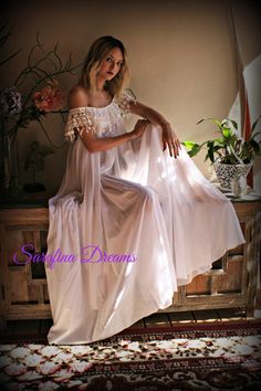 White Cotton Sleepwear, Wedding Nightgown, Honeymoon Night, Sheer Veil, Victorian Nightgown, Bridal Nightgown, Fantasy Clothes, Lingerie Bridal, Night Gowns