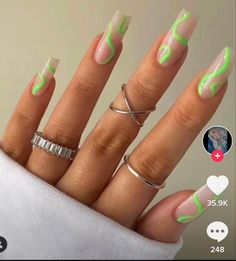 Neon Green Nails, Green Acrylic Nails, Green Nail Designs, Green Nail, Acrylic Nails Coffin Short, Neon Nails, Minimalist Nails