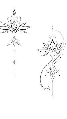 three different tattoo designs on white paper