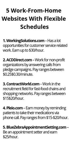 a flyer with the words work from home website with flexible schedules and schedules on it