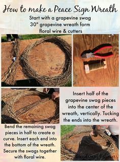 instructions on how to make a peace sign wreath