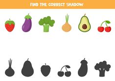 find the correct shadow for fruits and vegetables