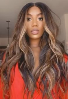 Black Women Balayage Hair, Bayalage On African American Hair, Honey Brown On Black Hair, Ciara Hair Balayage, Balayage On African American Hair, Fall Hair For Dark Skin, Bayalage Black Women, Balayage For Dark Brown Hair Black Women, Highlights On Dark Skin Black Women