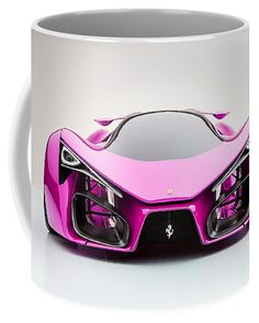 a pink sports car on a white background coffee mugs with handles and rims