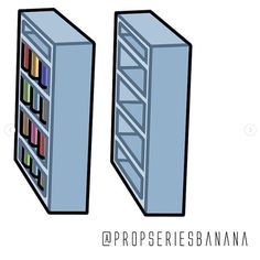 two refrigerators side by side each with different colored items in them and the words propperies banana below