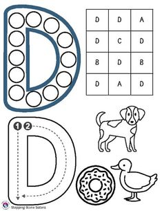 the letter d worksheet for children to learn how to write and draw letters