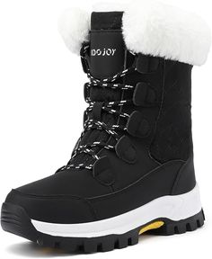 Amazon.com | COOJOY Womens Winter Snow Boots Waterproof Shoes Tennis Walking Comfortable Hiking Booties Furry Mid Calf Warm Lightweight Pink,US7 EU39 | Snow Boots Cute Snow Boots, Winter Outfit Inspiration