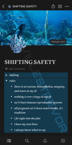 an image of a website page with the words shifting safety on it and some fish swimming in