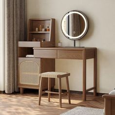 Modern simple solid wood dressing table, can be flexible and telescopic, storage space is large, to meet the requirements of various apartment types. Bayou Breeze Color: Brown | Bayou Breeze Coppolino / grayWood in Brown | 43.11" H X 41.33" W X 16.54" D | Wayfair Wood Dressing Table, Breeze Color, Bedroom Makeup Vanity, Be Flexible, Dressing Table, Bedroom Furniture, Storage Space, Brown And Grey, Storage Spaces