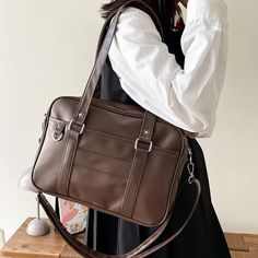 Dark Academia Faux Leather Messenger Bag Y2k Tote Bag, Rugby Sport, School Tote, Shoulder Bags For School, Söt Katt, Girls Tote, Student Bag, Girls Handbags, Style Japonais