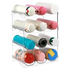 three tiered storage rack with cups and mugs