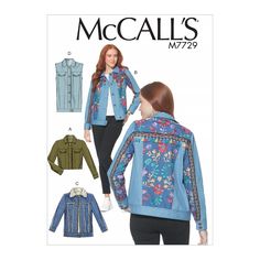 a women's jean jacket and top sewing pattern