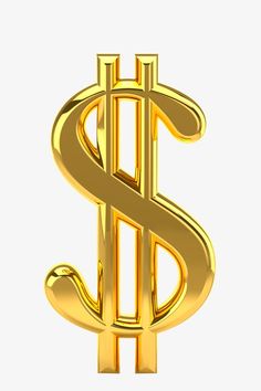 a gold dollar sign on a white background