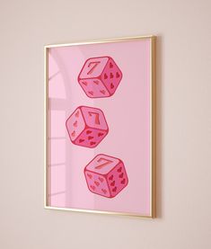 Trendy Retro Wall Art, Lucky Dice Hearts Print, Pink Retro Wall Art, Preppy Trendy Prints, Aesthetic Pink Dice Poster, Dorm Posters - Etsy Wall Print Ideas Aesthetic, Art Prints Trendy, Pink Wall Hanging, Teal Wall Prints, Colorful Art Canvas, Pink Retro Wall Art, Poster Prints Wall Bedroom Aesthetic Pink, Painting Ideas On Canvas Retro, Pink Themed Apartment