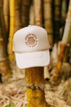 The Shell Trucker Hat is a foam-front trucker hat with the Reshelled logo on the front. These hats are fully adjustable and look cutest when you bend the brim a bit. From left to right: Brown/tan, tan, pink/white, beige Faith Rose, Trucker Hat Outfit, Shell Logo, Trucker Hat Fashion, Camo Trucker Hat, Pink Trucker Hat, Beige Hat, Orange Camo, Frou Frou