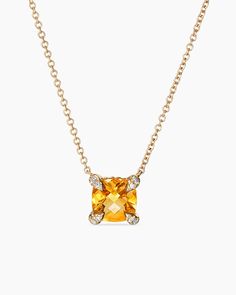 David Yurman | Petite Chatelaine® Pendant Necklace in 18K Yellow Gold with Citrine and Diamonds, 7mm Yurman Necklace, David Yurman Necklace, Turquoise Pendant Necklace, David Yurman Jewelry, Bezel Pendant, Rare Gemstones, Chatelaine, Yellow Gold Pendants, Diamond Pendant Necklace