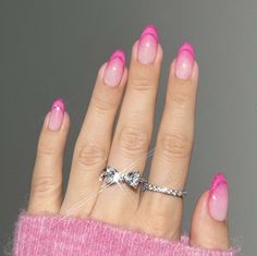 Pink French Tip Nail Designs, Nails Vibrant, Tip Nail Designs, Barbie Pink Nails, Pink French Tip, Barbie Nails, French Tip Nail Designs, Pink French, Blush Nails