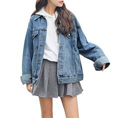 Jean Jacket Oversized Womens Jean Jacket Boyfriend Denim Jackets Coat Plus Size Jean Jacket, Jeans Coat Jackets, Boyfriend Denim Jacket, Light Denim Jacket, Oversized Jean Jacket, Jean Large, Boyfriend Denim, Lambskin Leather Jacket, Classic Denim Jacket