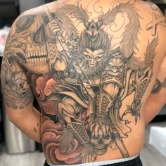 the back of a man with tattoos on his body