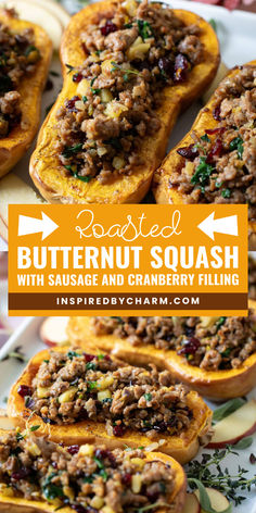 This crunchy, comforting Roasted Butternut Squash and Sausage is a must-try meal! Perfect as a side dish to impress a flavorful main course idea. Pin this delicious combination of butternut squash with sausage for an unforgettable dinner! Whole30 Acorn Squash, Sausage And Apple Stuffed Acorn Squash, Acorn Squash Dinner Recipes, Whole 30 Pregnancy, Paleo Stuffed Acorn Squash, Stuffed Acorn Squash Recipes, Squash With Sausage, Sausage Stuffed Acorn Squash, Healthy Squash Recipes