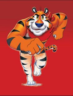 a cartoon tiger holding onto a string